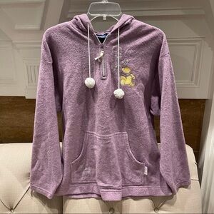 AT: Disney Winnie The Pooh Hoodie Womens Fleece Hooded 1/4 Zip Shirt Sz S Purple